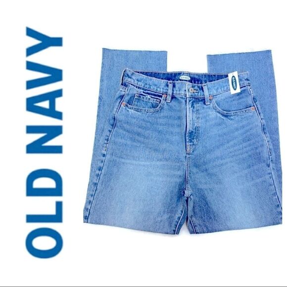 OLD NAVY Extra-High Waisted BOYFRIEND LOLA Straight Rigid Raw-Edge SIZE 10 - Picture 4 of 8
